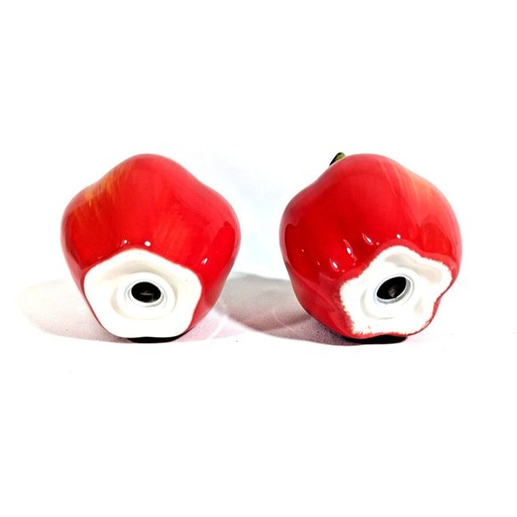 Better Homes and Gardens Orchard Apple Salt Pepper Shaker Set Red Green Fruit - Picture 4 of 4